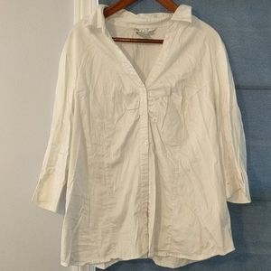 White 3/4 Sleeve Button Up Blouse
